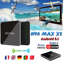 Best stable android 8.1 tv box H96 MAX X2 4GB 64GB Amlogic S905X2 Dual Wifi H.265 1080p Bluetooth smart tv set top box h96 boxes