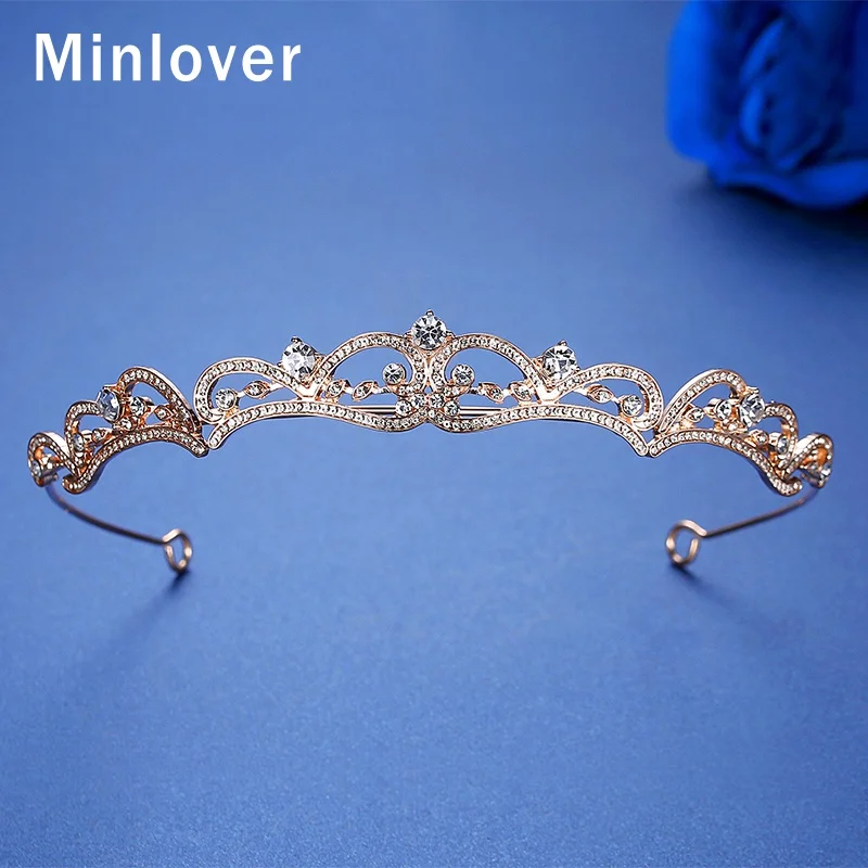 Minlover Simple Rhinestone Bridal Crowns Tiaras Wedding Crystal for Brides Headbands Hair Jewelry Veil Accessories HG204 | Украшения и