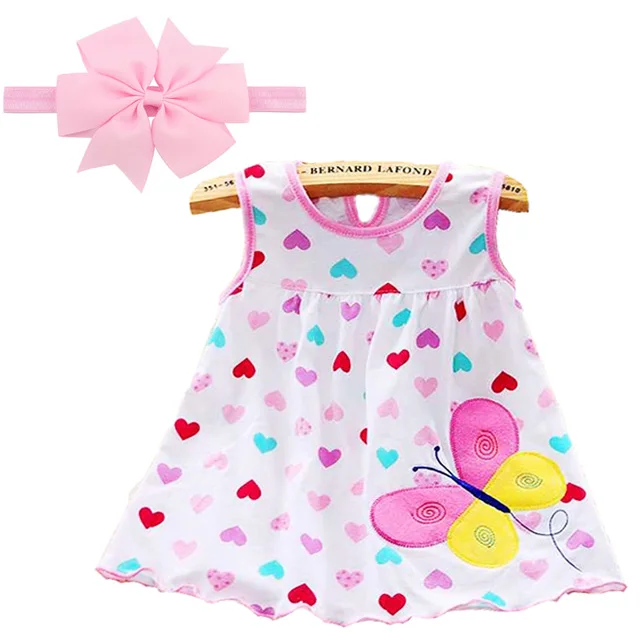 Платье для маленьких девочек летнее платье для маленьких девочек популярное летнее платье для малышей летнее платье низкая цена+ повязка на голову
