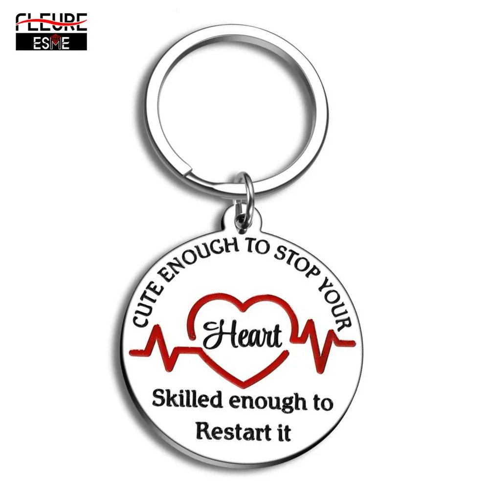 Nurse Gift Idea Keychain for Women Men Nursing Day Weeks Cute Enough to Stop Your Heart Practitioner Students | Украшения и