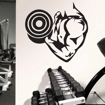 

Fitness Decal Gym Dumbbell Sticker Body-building Posters Vinyl Wall Decals Mural Fitness Words Crossfit Decal Muscle Gym Sticker