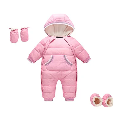 Детские Пуховые комбинезоны; зимняя плотная одежда для альпинизма; костюм с лисьим мехом для девочек и мальчиков; детский зимний теплый комбинезон; зимний комбинезон - Цвет: pink