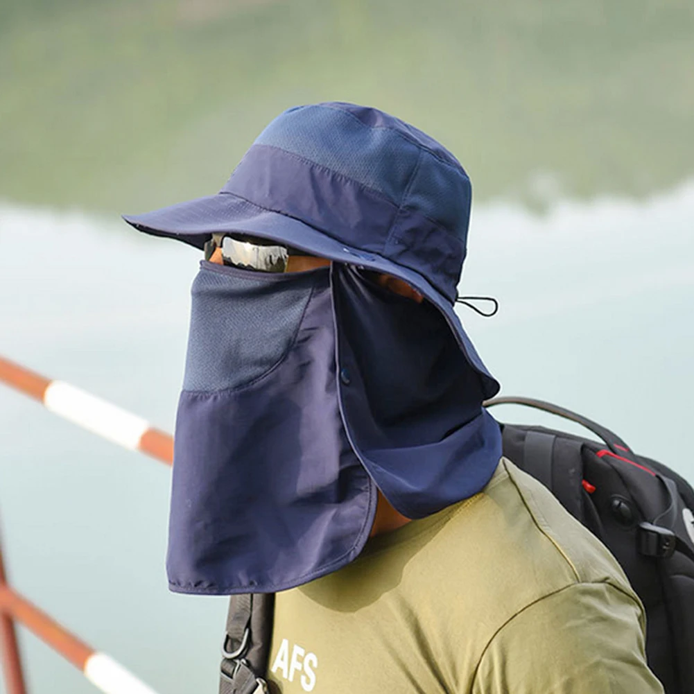 Мужская Солнцезащитная шляпа для велоспорта, рыбалки, быстросохнущая УФ-защита для лица, шеи, головной убор, Кепка
