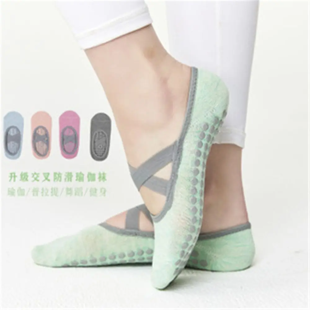 Solid Color Breathable Women Silicone Sole Sticky Grippers Ballet Cross Anti Slip Pilates Socks Yoga Socks