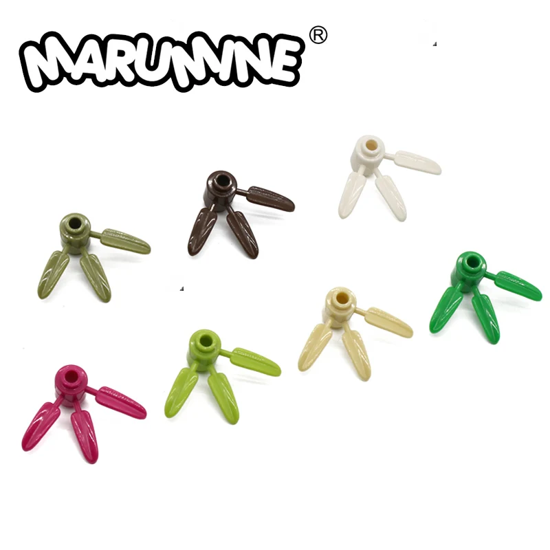 Marumine 100/шт. Бамбуковые листья 3x3 Совместимость 30176 цветок дерево стебель город здание классические кирпичи образовательное Строительство игрушки