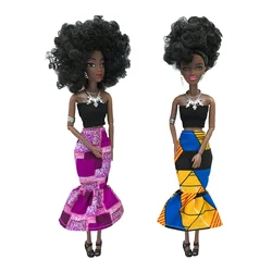 BJD – poupée noire africaine réaliste pour filles, jouet avec costume, maquillage, multi articulations, amovible, 12 pouces 