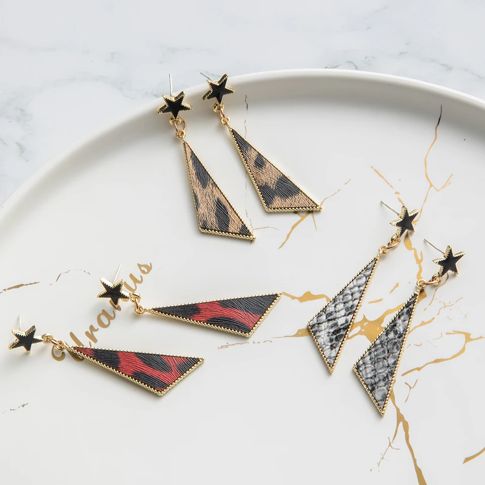 Мода 2019 треугольные кожаные Висячие серьги для женщин юбилейные на свадебную