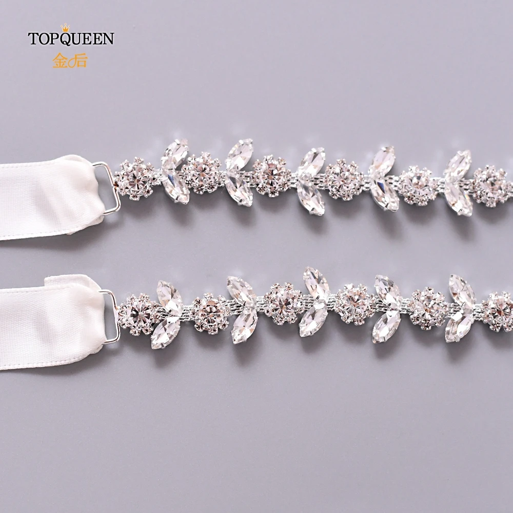 TOPQUEEN S440 стразы, ремни для свадебных платьев, тонкие стразы, пояс для девочек, дешевый вышитый бисером свадебный пояс, лента