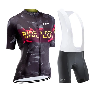 

2020 NW New Women Cycling Set MTB Road Bike Jersey Kit Summer Short Sleeve Team Cycling Clothes Female Bib Gel Set Ropa Ciclismo