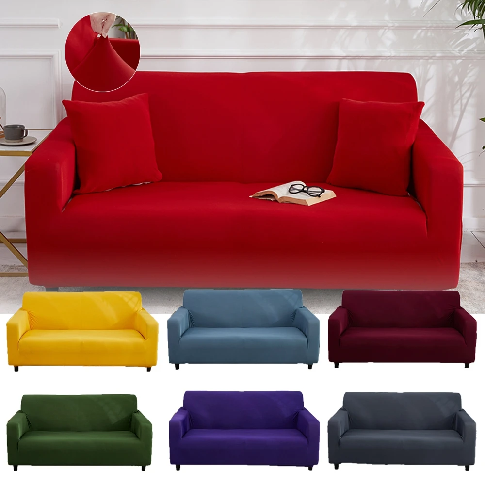 

Red Elastic Solid Color Armchair Sofa Cover All-inclusive Couch Cover One Seat 2 3 Seater L Shaped Couch Protection Extensible