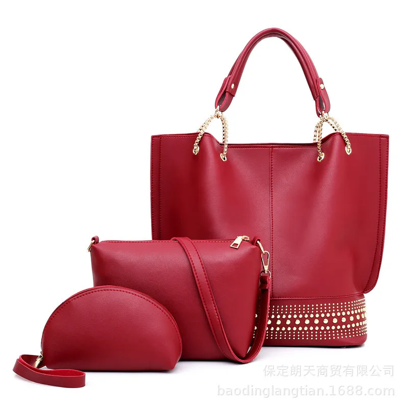 

2019 new 3pcs/set Women pu Leather Handbags Female Shoulder bags designer Luxury Lady Tote Large Capacity Zipper Crossbody bag