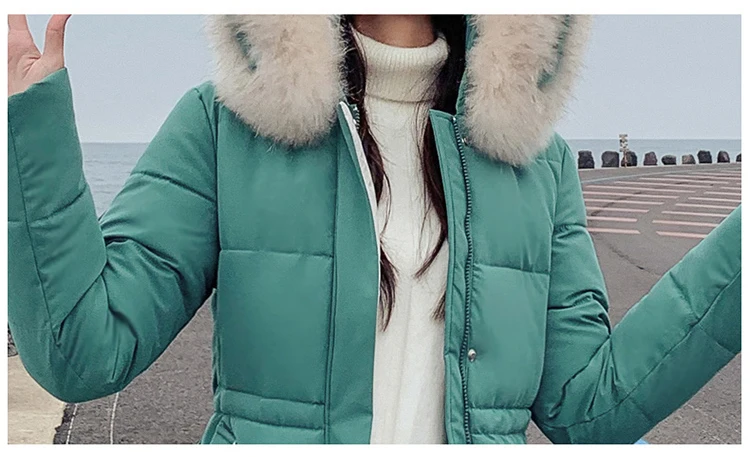Jielur негабаритный M-3XL пуховик женский 2019 зимний утепленный большой меховой воротник теплое Женское пальто Корейская мода длинное пальто