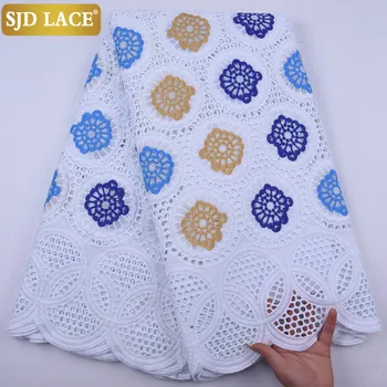

SJD LACE African Lace Fabric High Quality Swiss Voile Lace In Switzerland With Stones Puch Cotton Laces For Wedding Party 2076B