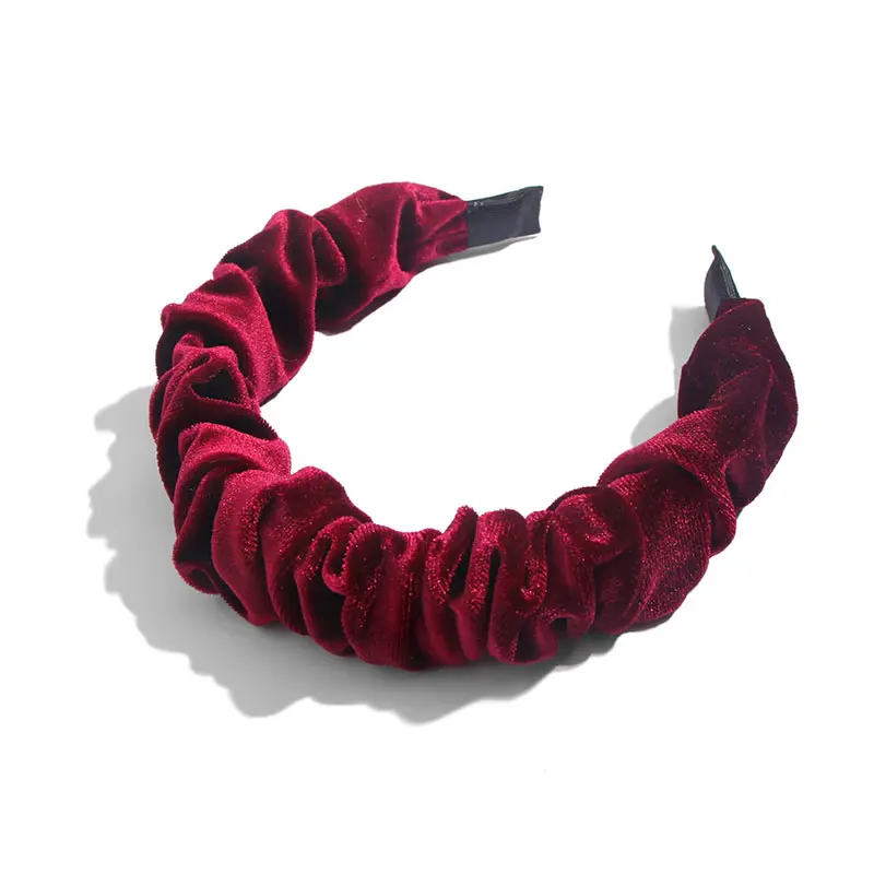 Flatfoosie бархатная повязка с рюшами зимняя покрытая Тюрбан повязка для женщин ободок для волос простая лента для волос Нескользящие аксессуары для волос - Цвет: 5RS