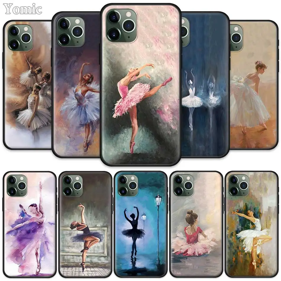

Ballerina Dance Ballet Girl Black Case for Apple iPhone 11 Pro XR X XS MAX 7 8 6 6S Plus 5 5S SE 5C Silicone Phone Sacs Cover