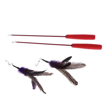 

New 2PCS Pet Cat Toy katten speelgoed Extendable Pet Kitten Cat Feather Teaser Wand Rod 9PCS Long Feather Cat Teaser Toy Set