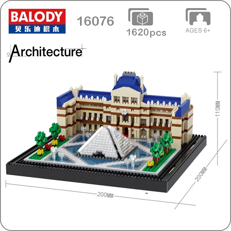 Balody 16076 международно известная архитектура Париж Лувр 3D модель микро мини Алмаз строительные блоки маленькие Сборка блоков игрушки без коробки