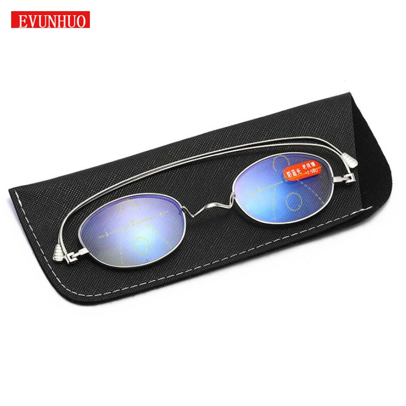 

EVUNHUO Ultra Thin Multi-Focus Paper Progressive Reading Glasses Portable Folding Ultra-Light Rotating Anti-Blue Eyeglasses
