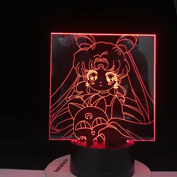 

Sailor Moon 3D Led Night Light for Girls Bedroom Decor Light Touch Sensor RgbW Colorful Nightlight Anime Characters Table Lamp