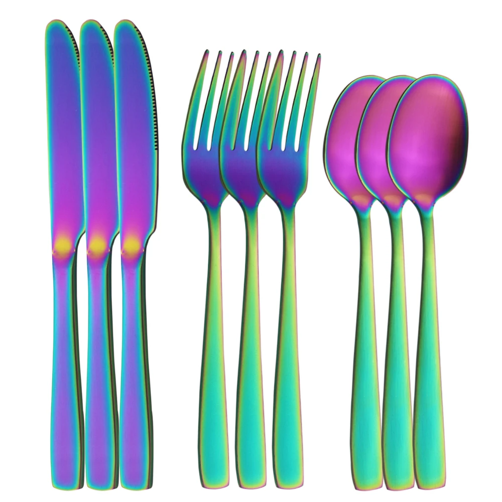 

Набор столовых приборов из нержавеющей стали, набор из цветной матовой столовой посуды, вилки и ложки, для кухвечерние