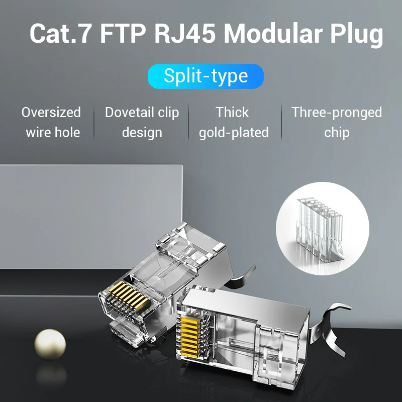 Vention RJ45 разъем Cat7 модульный Ethernet Кабельный позолоченный Cat6 ОБЖИМНАЯ сеть щипцы