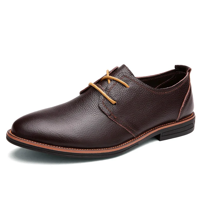 

AmzBarley Men Casual Leather Shoes Spring Business Soft Bottom Hard-wearing Lace-up Breathable Footwear Chaussure Homme SH170