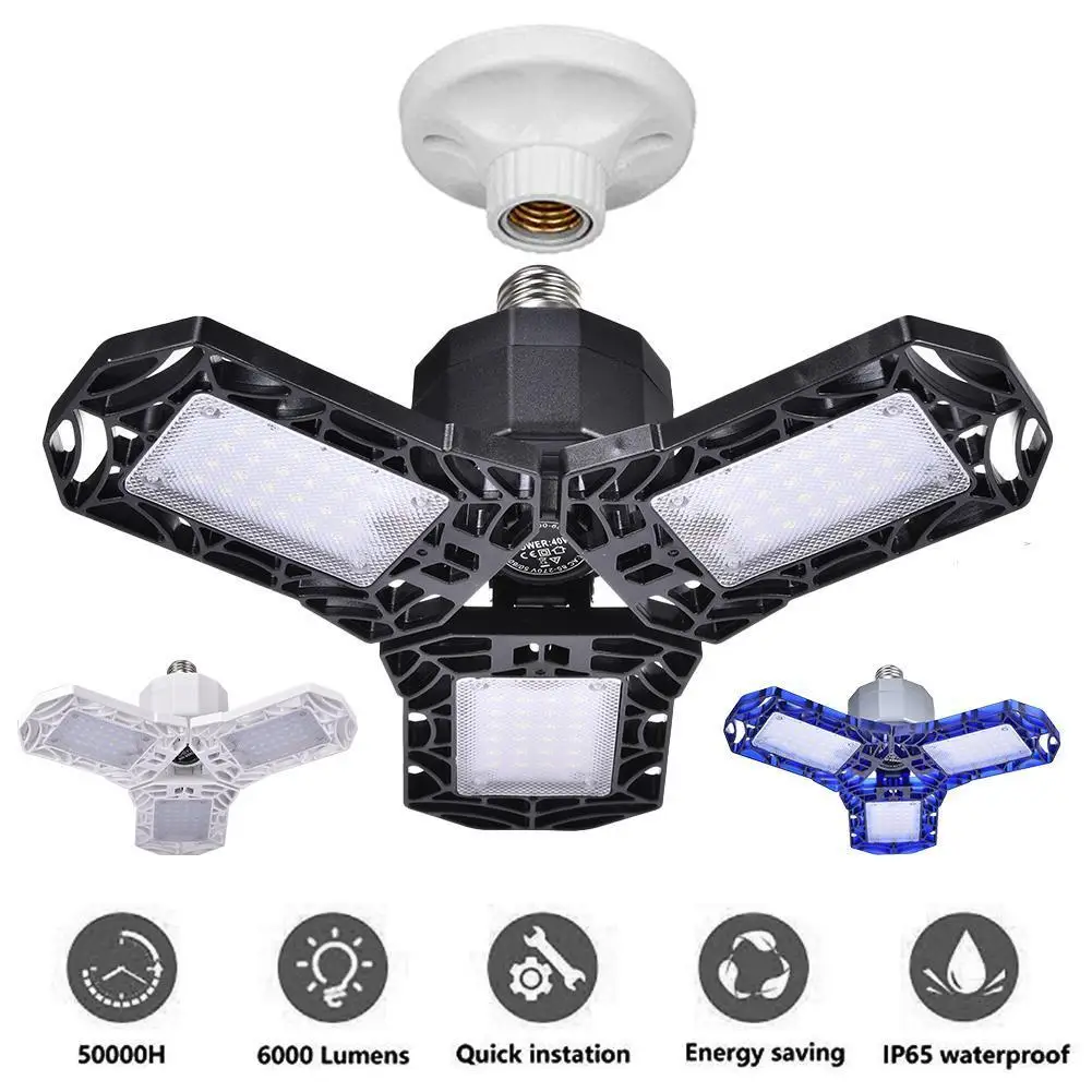 

LED Waterproof Garage Light Foldable Deformation Light 85-265v Three Leaf Light 30 / 60w Suitable for Outdoor Stadium Warehouse