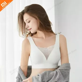 

Original xiaomi mijia with no steel ring bra lace tube top cool cool high quality sexy V-neck lace underwear anti-light