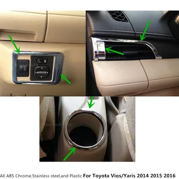 

car ABS chrome rear outlet+fog light switch panel+upside Air conditioning Vent 4pcs For Toyota Vios/Yaris/sedan 2014 2015 2016