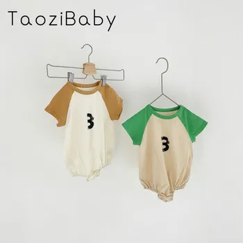 

Baby Bodysuit 2020 New Korean Children Clothes Summer Baby Boy And Girls Color Blocking Digital Loose Bodysuit