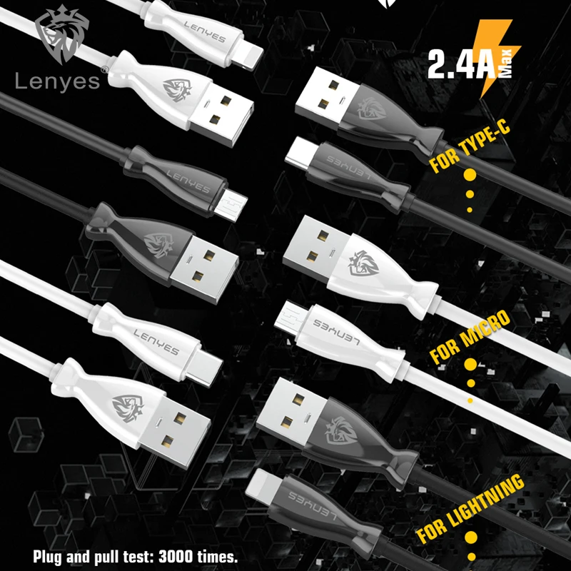 Lenyes 3 фута микро USB кабель Android зарядный кабель 100 A см Линия для iPhone для iPad power Bank универсальный шнур зарядного устройства LC901
