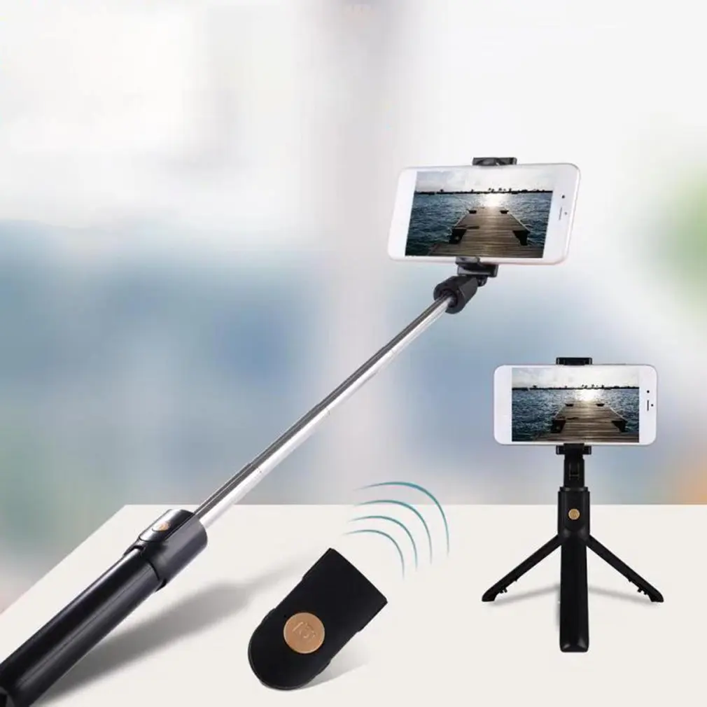 

2019 new 3 in 1 Wireless Bluetooth Selfie Stick Extendable Handheld monopod foldable mini tripod With Shutter remote