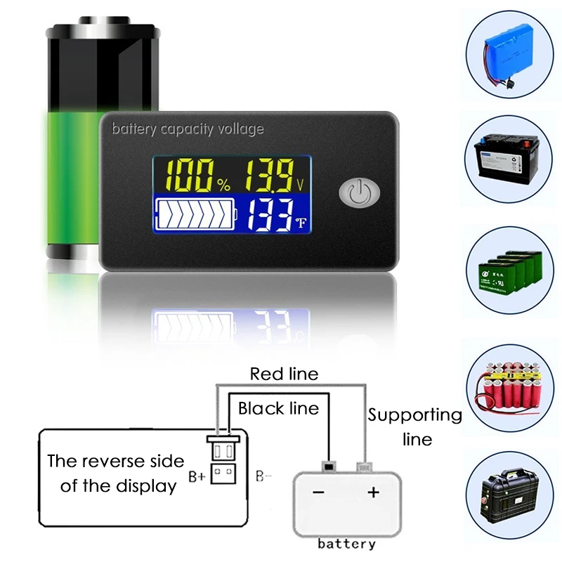 1PCS LED Indicator Battery Capacity Tester Voltmeter 36V Lead-acid Lithium Red 