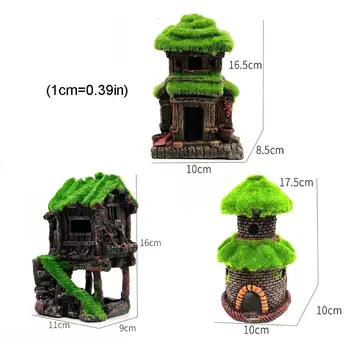 

Flocking House Cabin Aquarium Fish Tank Landscaping Decoration Vintage Resin R7RC