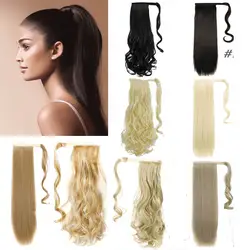 24 дюйма длинный широкий шарф на синтетических прямых хвостиках для женщин натуральные заколки для наращивания волос накладные волосы