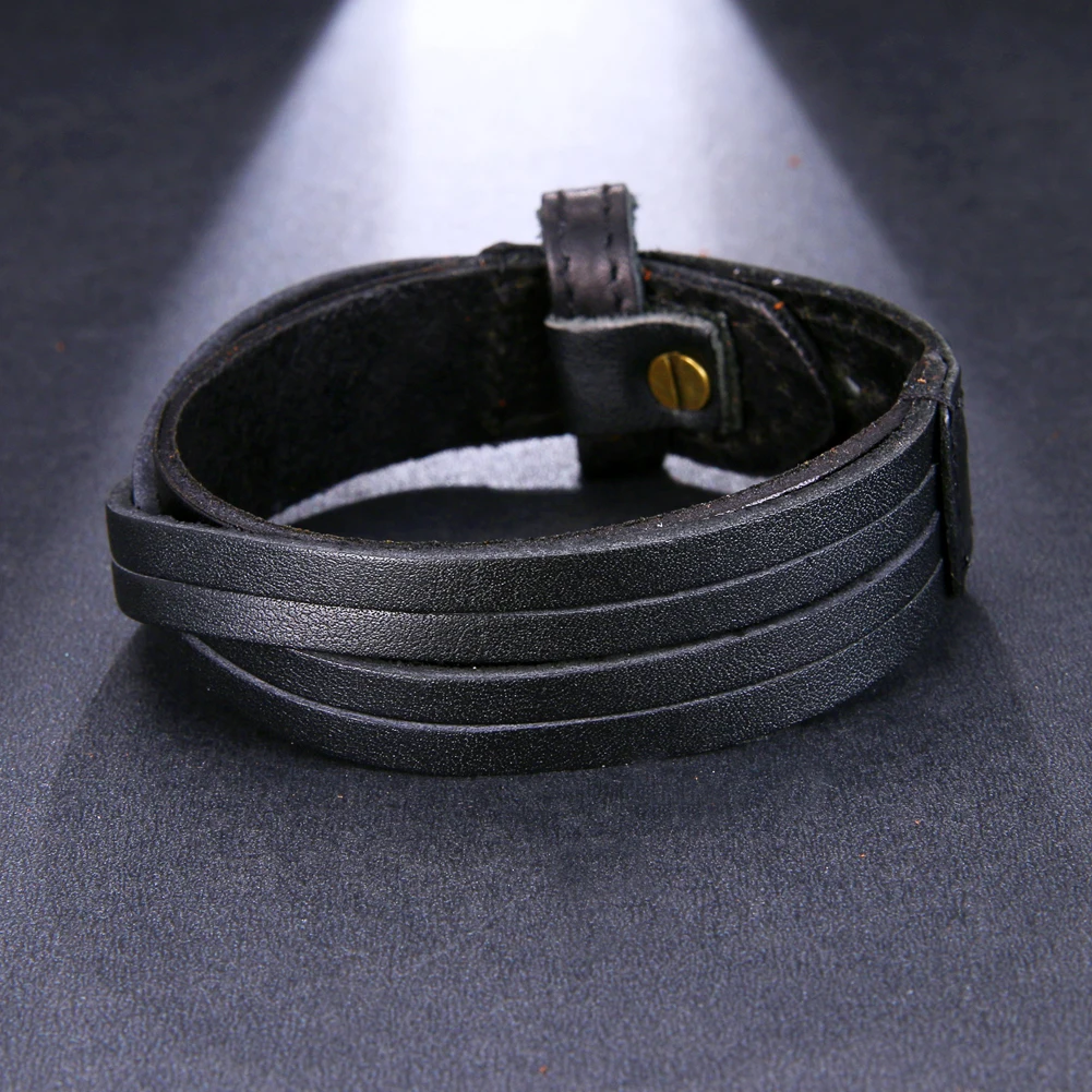 2025 Trend Schmuck Vintage handgewebtes mehrschichtiges Lederarmband Manchette breites Leder verstellbares Armband für Männer Pulsera – Detail 8