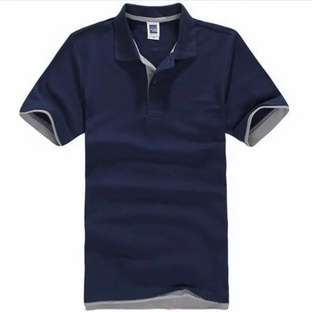 De talla grande XS-3XL nueva camisa de Polo de los hombres de algodn de manga corta Camiseta marcas camisetas Mens camisa Polo - Цвет: Navy grey