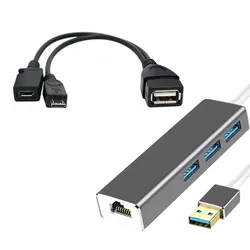 Connecteur Ethernet LAN HUB 3 ports USB et adaptateur OTG pour Amazon Fire, câble de connexion pour FIRE STICK 
