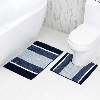 

Chenille Toilet Mat 2 pcs/set Anti-slip Bathroom Carpet Super Absorbent Toilet Rugs 2pcs Carpet Set Shower Room Floor Mat