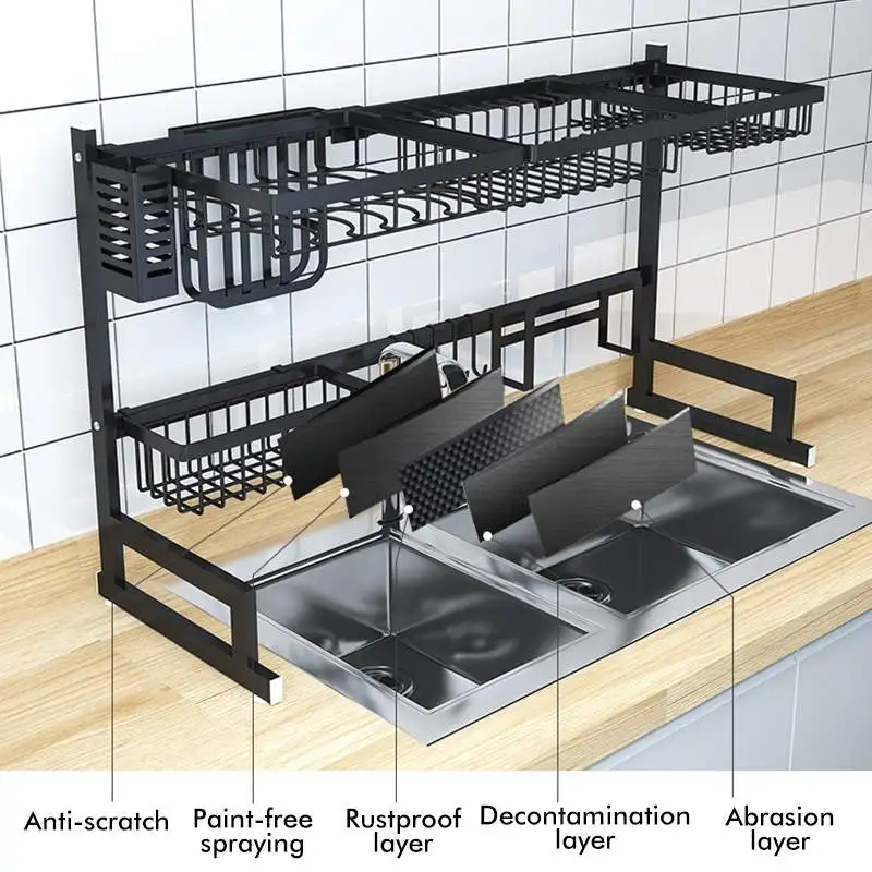 Stainless Steel Kitchen Shelf Organizer Dishes Drying Rack Over Sink Drain Rack Kitchen Storage Countertop Utensils Holder Stainless Steel Kitchen Shelf Organizer Dishes Drying Rack Over Sink Drain Rack Kitchen Storage Countertop Utensils Holder