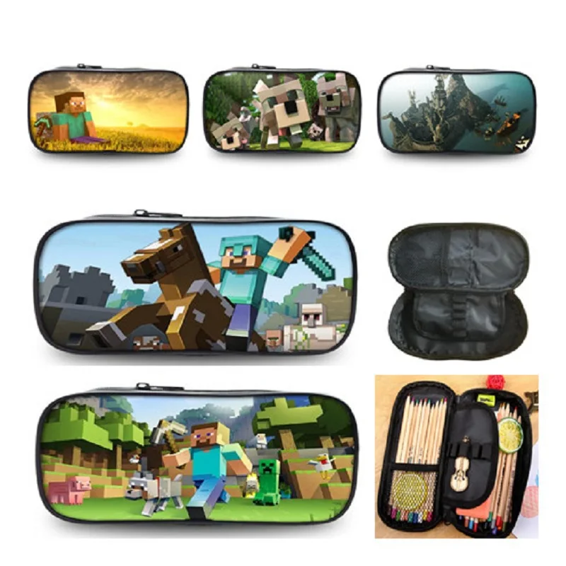 Zipper pencil case minecrafte Steve Diamond Sword Pouch Stationery bag Creeper kids Student School Pencil Box birthday gift toy | Игрушки и