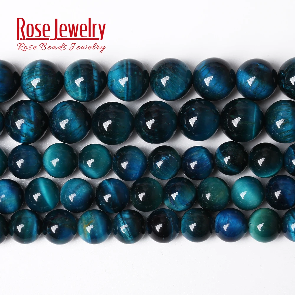 Loose-Beads Jewelry-Making Agates Tiger-Eye Natural-Stone Pick-Size Round Blue Aaaaa-Quality