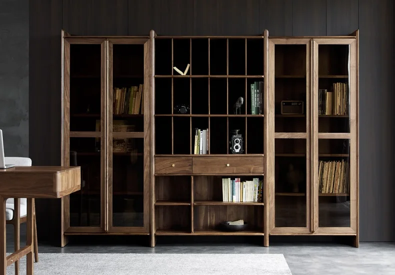 

190cm High Solid Wood Bookcase / 32cm Depth of Walnut Book Cabinet