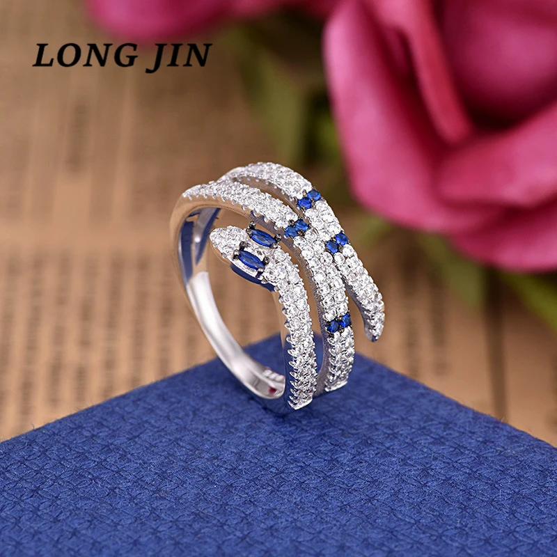 Увеличенное кольцо в форме змеи, кольцо в европейском и американском стиле, кольцо в стиле панк, комплект из циркона, голубой фиолетовый циркон, пара колец ZK4