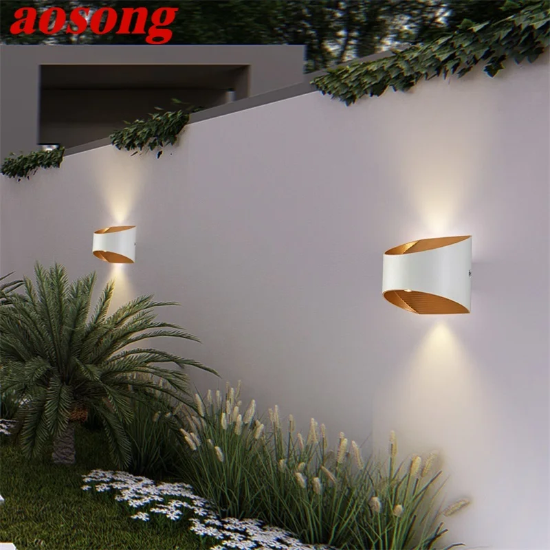 

AOSONG Waterproof Wall lights Outdoor Modern Patio Wall Sconce 220V 110V New Design For Home Porch Balcony Courtyard Villa