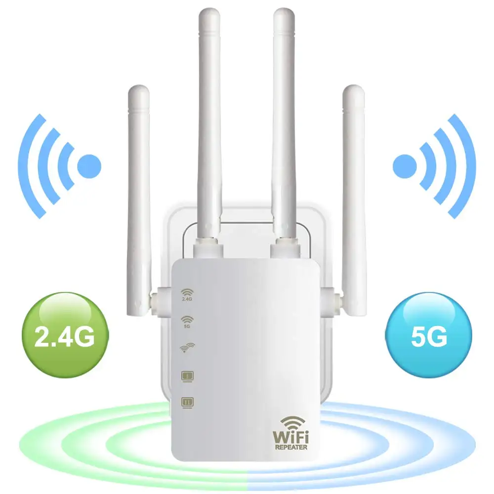 Расширитель диапазона Wi-Fi 300/1200 Мбит/с двухдиапазонный 2,4/5 ГГц усилитель Wi-Fi Интернет сигнала беспроводной повторитель для роутера простая настройка WPS