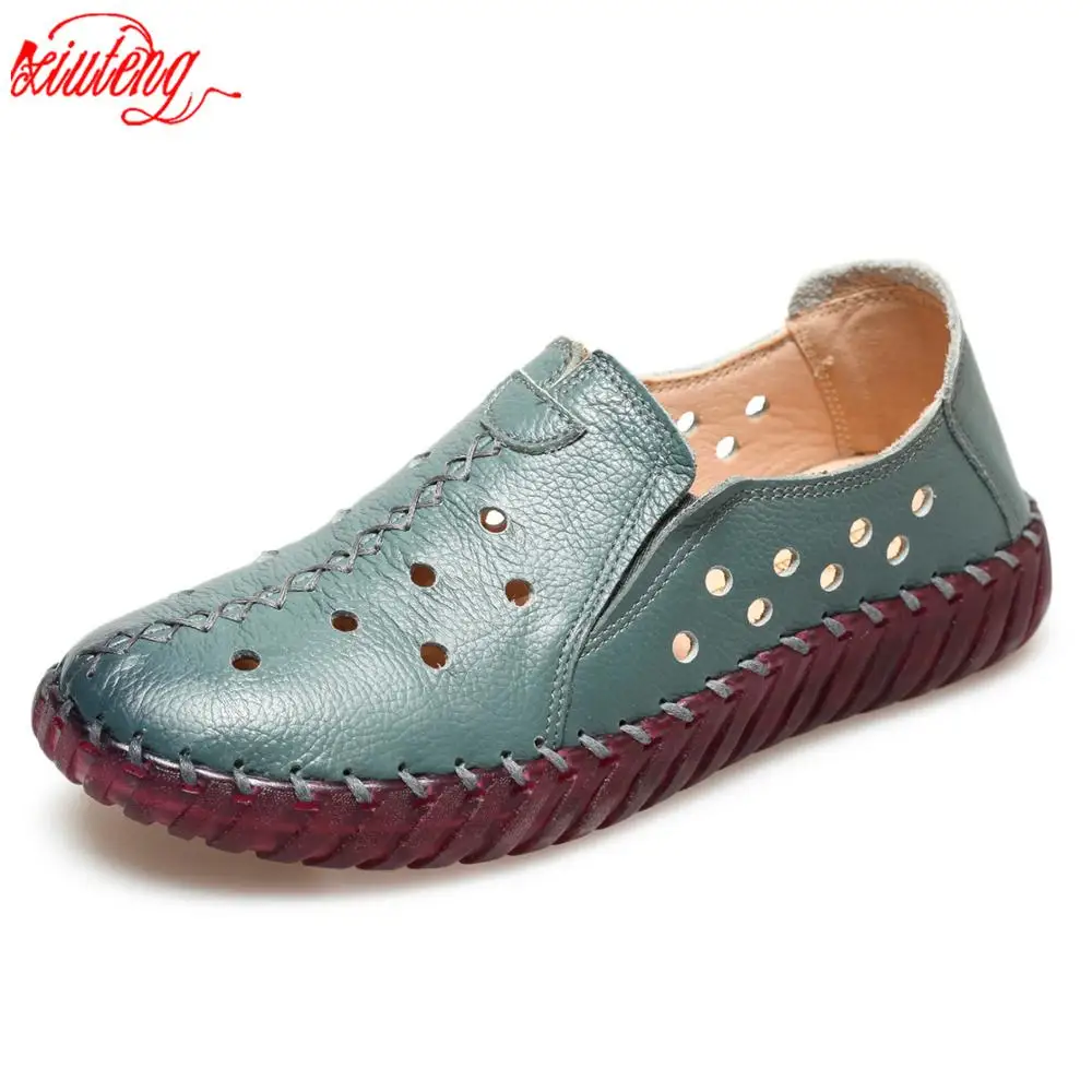 

Xiuteng 2022 Summer Women Genuine Leather Shoes Women's Spring Casual Soft Slip-On Flats Female Soft Comfortable Flat Heel Shoes