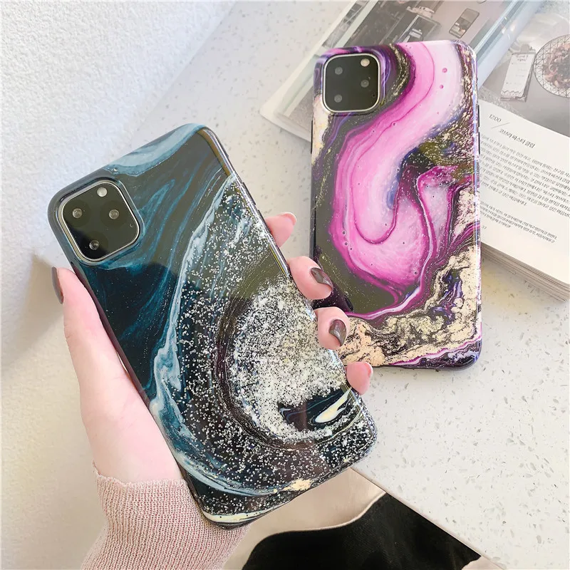 Роскошный Гладкий Мягкий мраморный чехол IMD для телефона iphone 11 Pro XS MAX XR 7 8 6s Plus