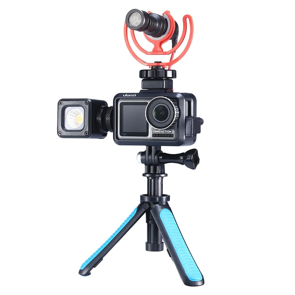 Ulanzi OA-7 Vlog корпус защитный чехол для Dji Osmo действие двойной Холодный башмак крепление для микрофона/светодиодный фотографический видео светильник