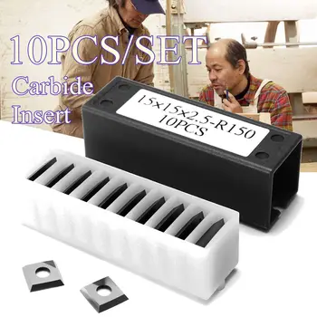 

10Pcs 15mm Square Carbide Insert Cutter 4 Edge for Wood Working Lateh Tool